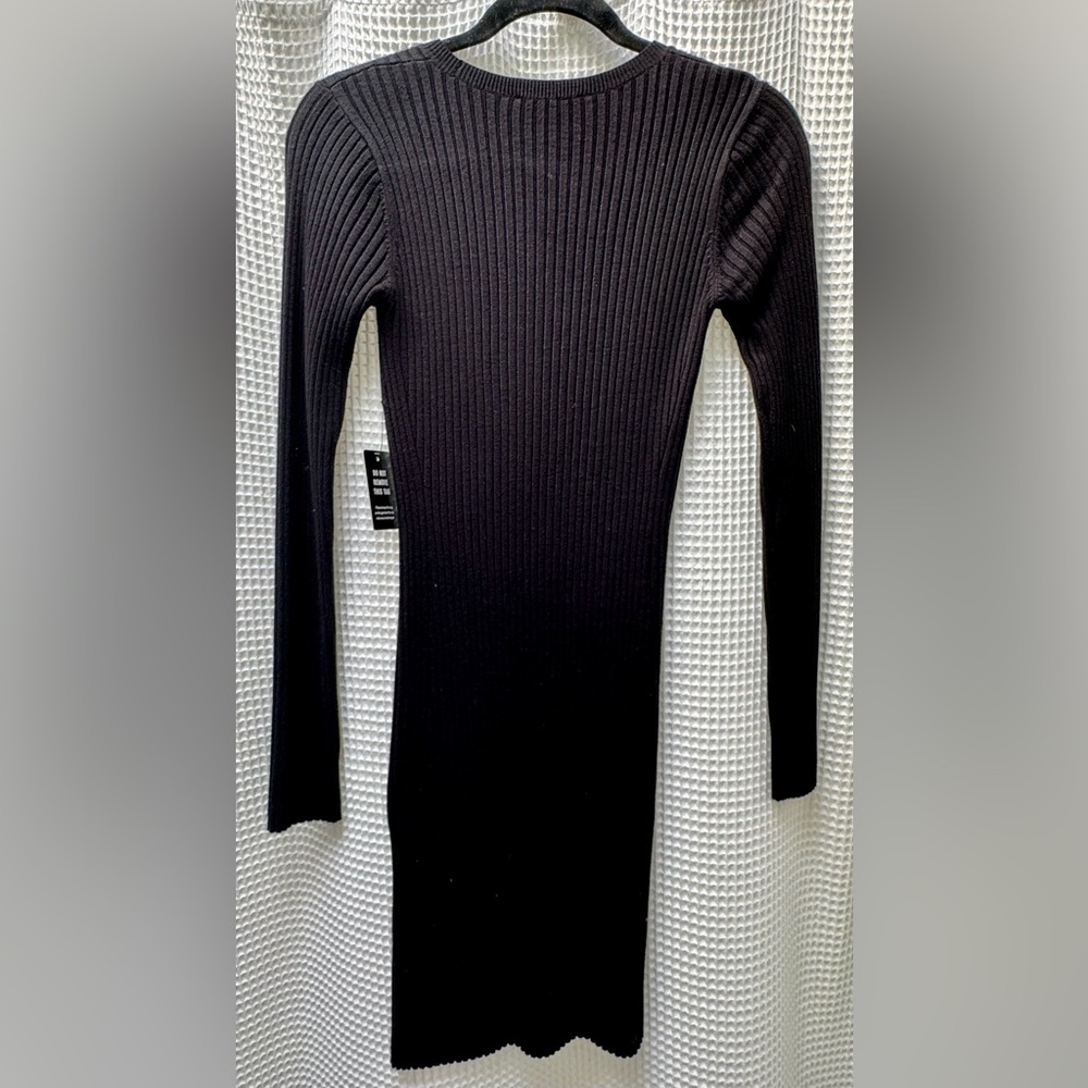 Express Black Ribbed Knit Dress - Picture 2 of 3